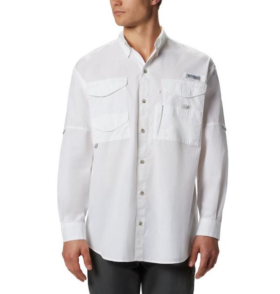 Columbia PFG Bonehead Shirts White For Men's NZ96173 New Zealand